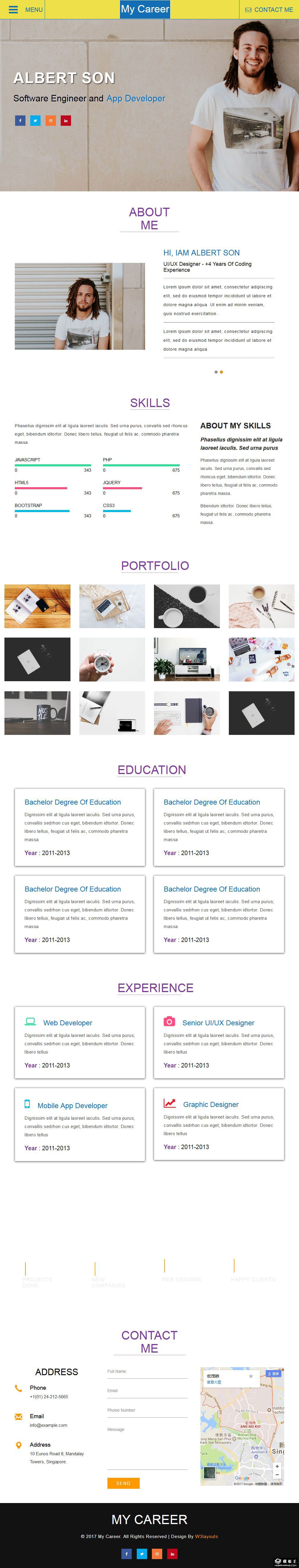 职业经历展示简历响应式网页模板-PC预览