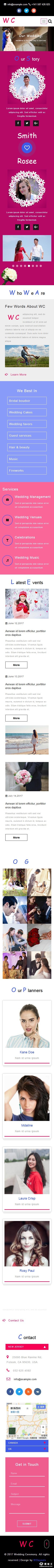 婚礼仪式策划响应式网页模板-手机预览
