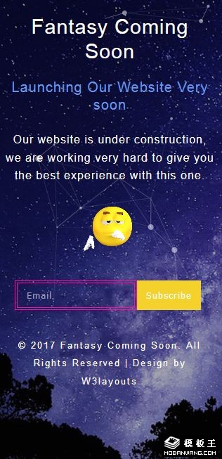 星空上线订阅框响应式网页模板-手机预览