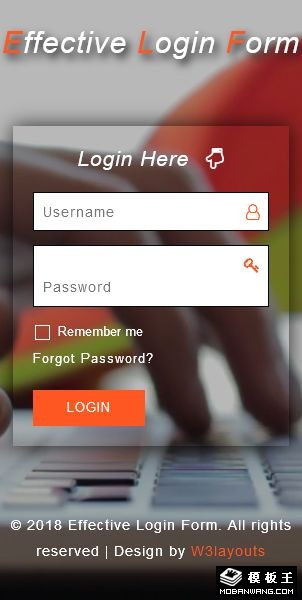 键盘登录框响应式网页模板-手机预览
