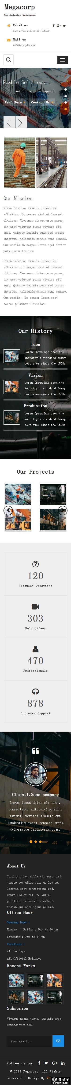 建筑项目建设施工响应式网页模板-手机预览