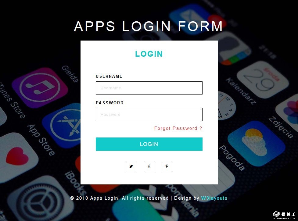 APP登录框响应式网页模板-PC预览
