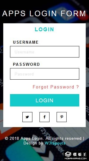APP登录框响应式网页模板-手机预览