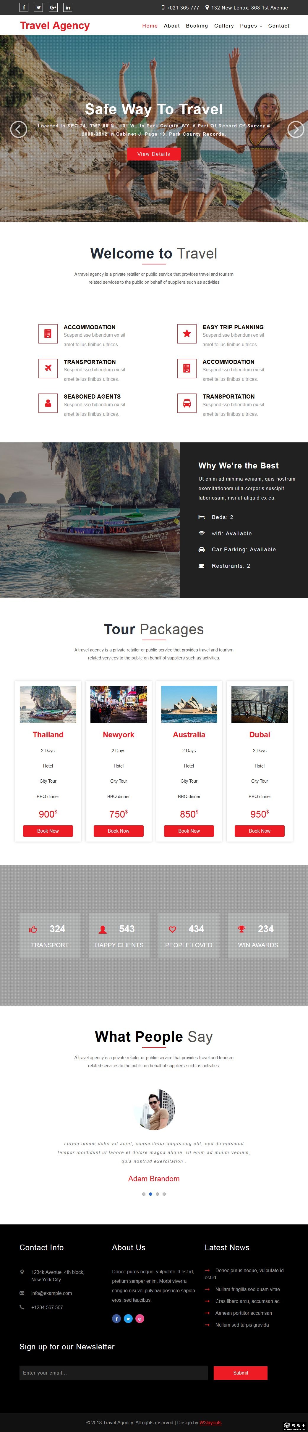 时尚旅行代理公司响应式网页模板-PC预览