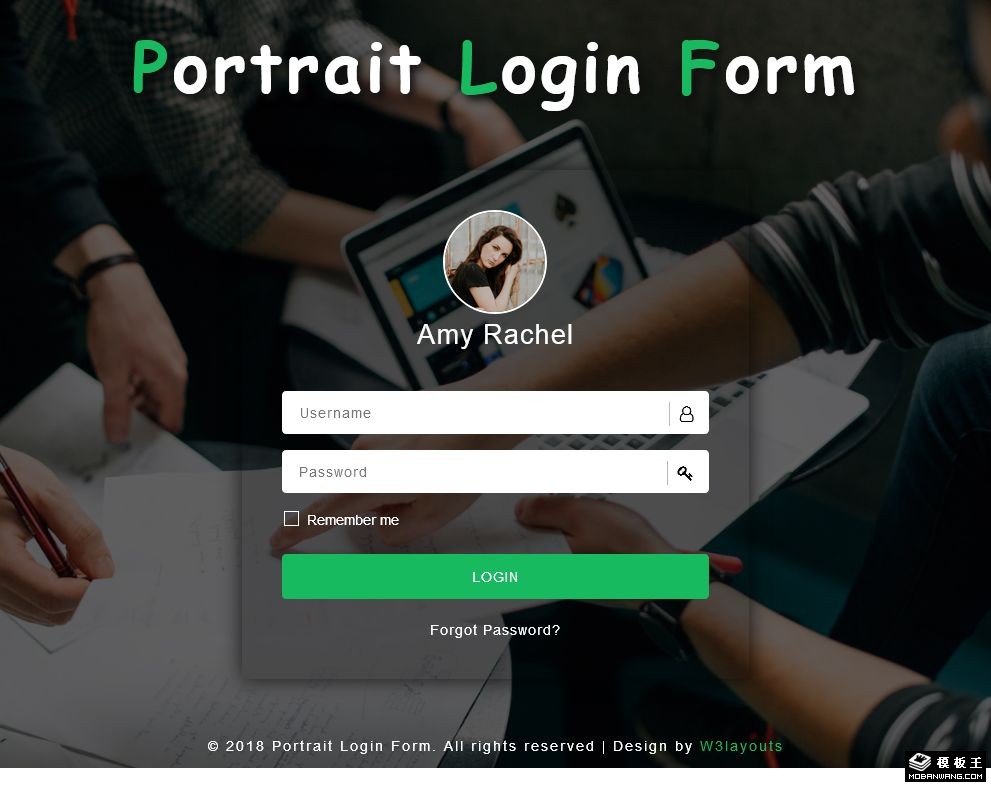 会员头像登录响应式网页模板-PC预览