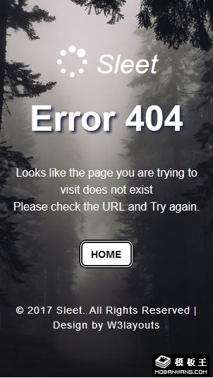 迷雾森林404错误页面模板-手机预览