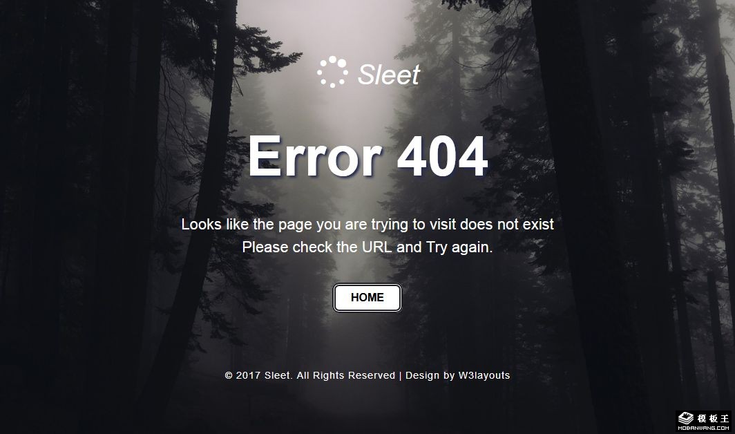 迷雾森林404错误页面模板-PC预览
