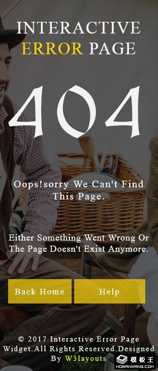 交互404错误页面模板-手机预览