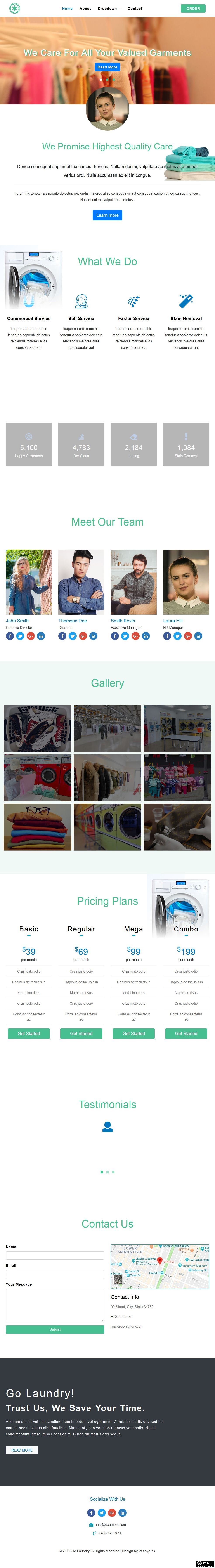 洗衣店服务展示响应式网页模板-PC预览