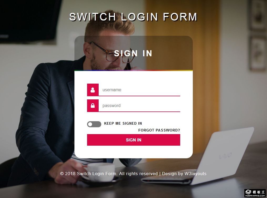 商务登录框响应式网页模板-PC预览