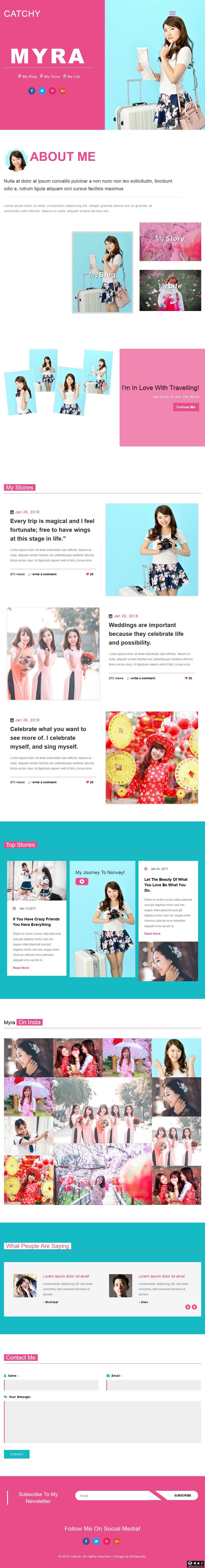 鲜亮个人动态日志展示网页模板-PC预览