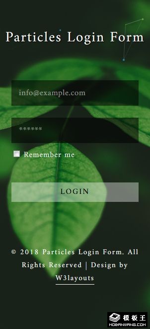 绿叶粒子登录框响应式网页模板-手机预览