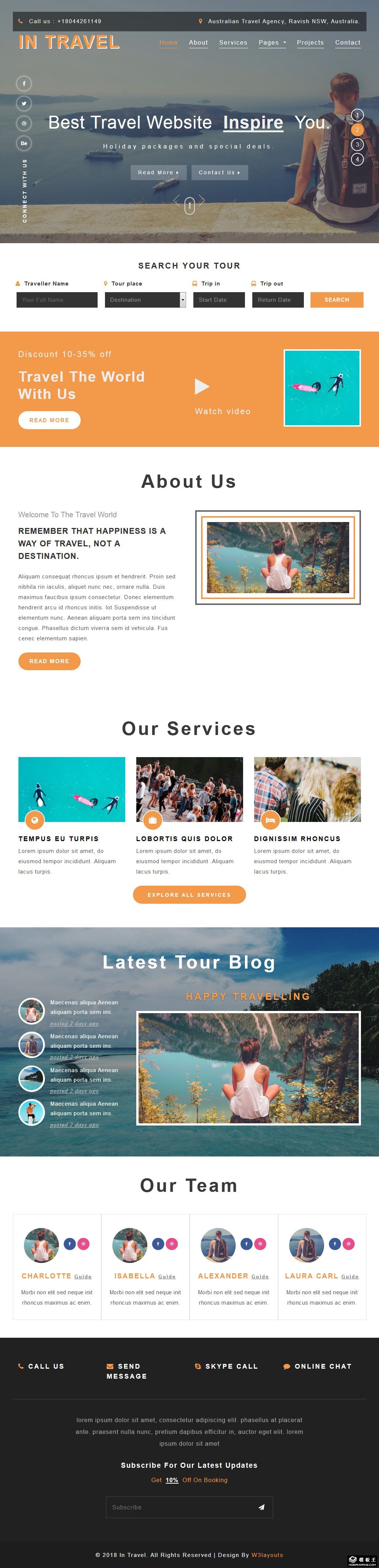 旅行服务公司响应式网站模板-PC预览