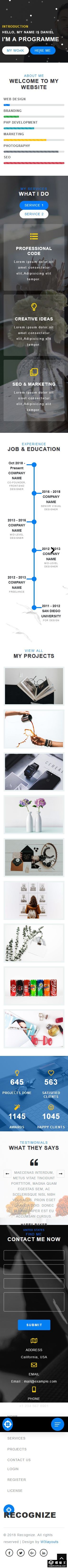 个人认证展示响应式网页模板-手机预览
