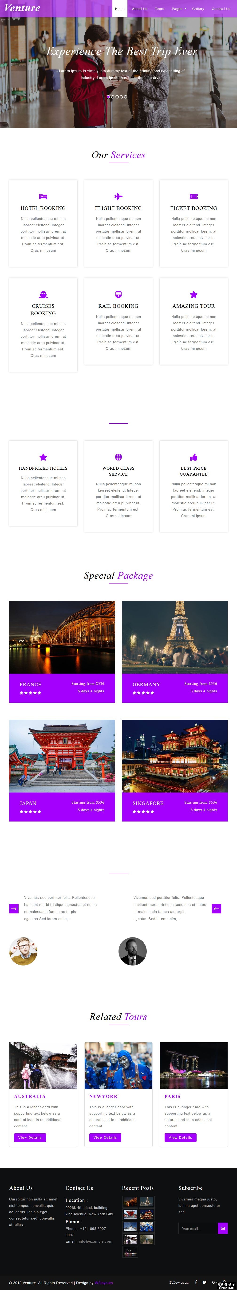旅程定制服务响应式网站模板-PC预览