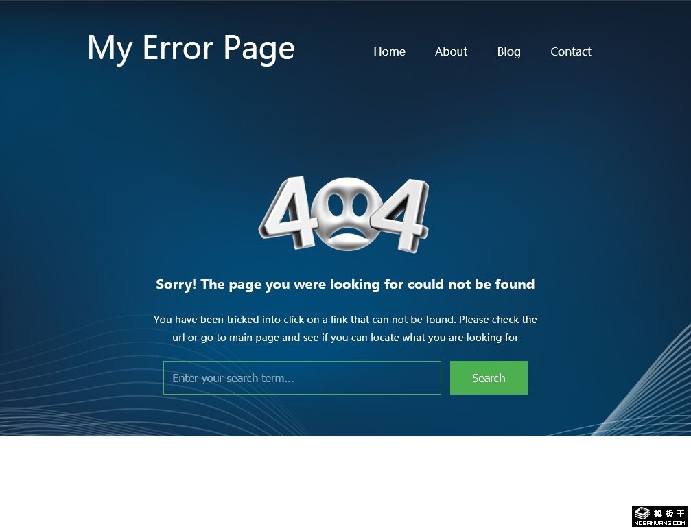 深蓝404错误页面模板-PC预览