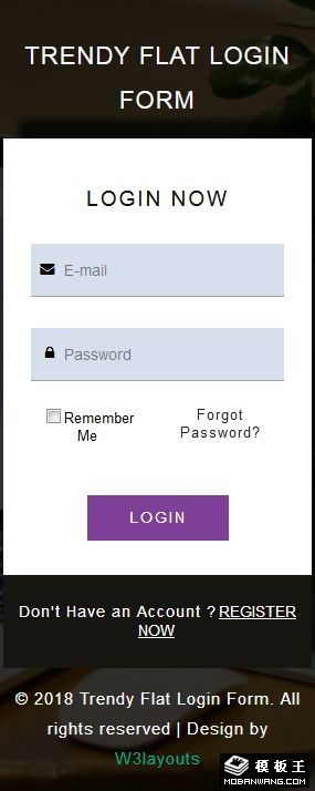 简约平面登录框网页模板-手机预览