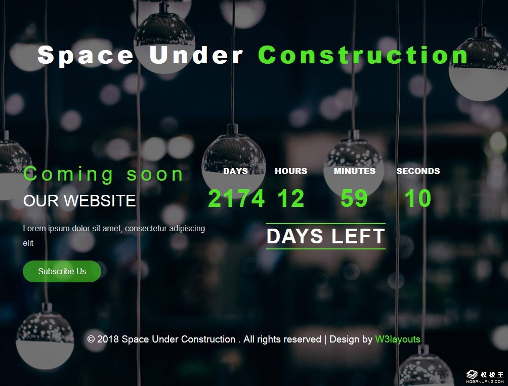 空间建设倒计时网页模板-PC预览