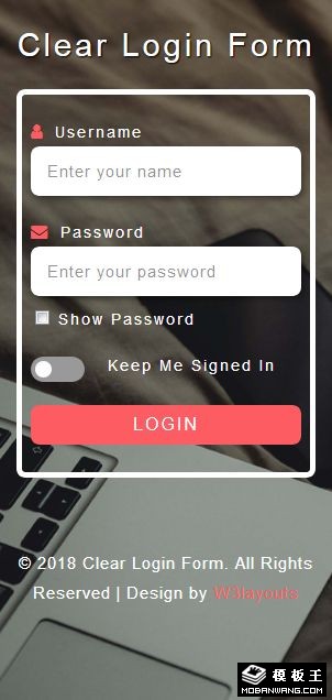 全透明登录框网页模板-手机预览