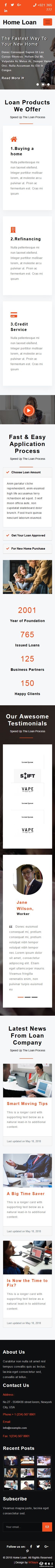 住房贷款业务展示响应式网站模板-手机预览