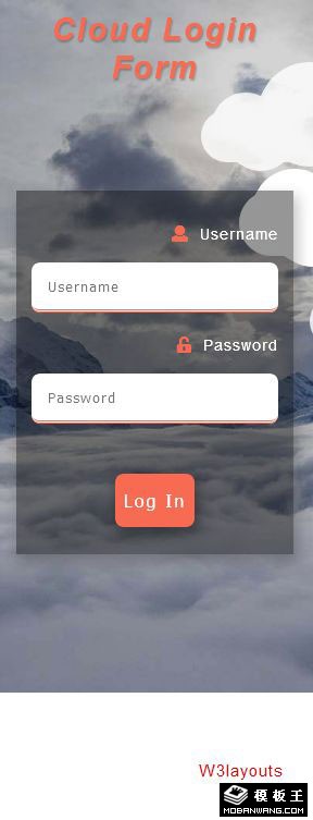 冰山云海登录框网页模板-手机预览