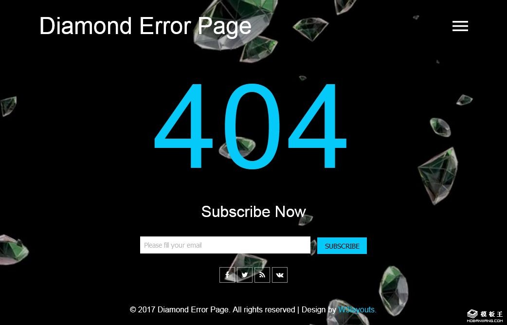 钻石下坠404错误页面模板-PC预览