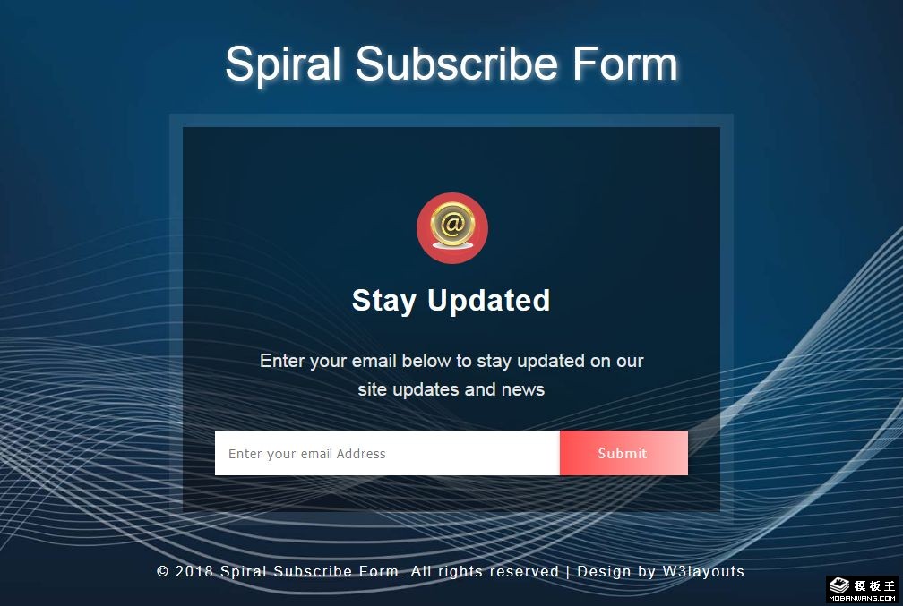 波浪线订阅框网页模板-PC预览