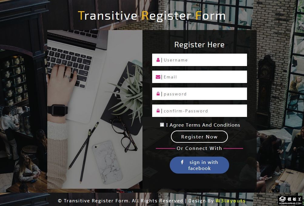 信息存储登录框响应式网页模板-PC预览