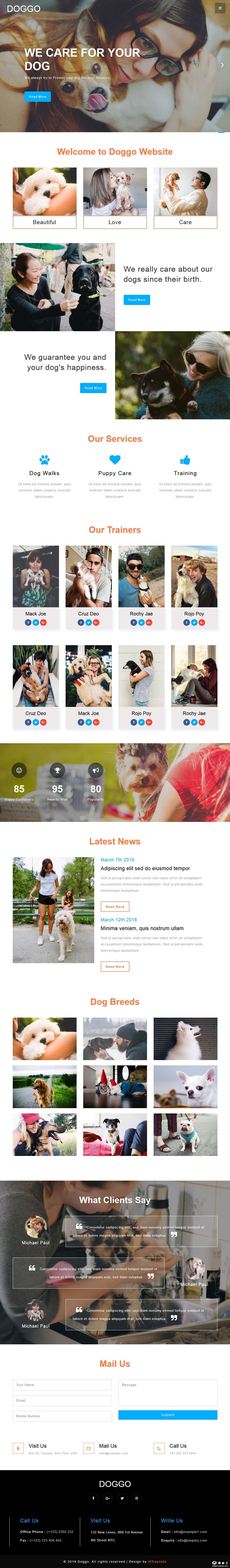 宠物生活服务响应式网页模板-PC预览