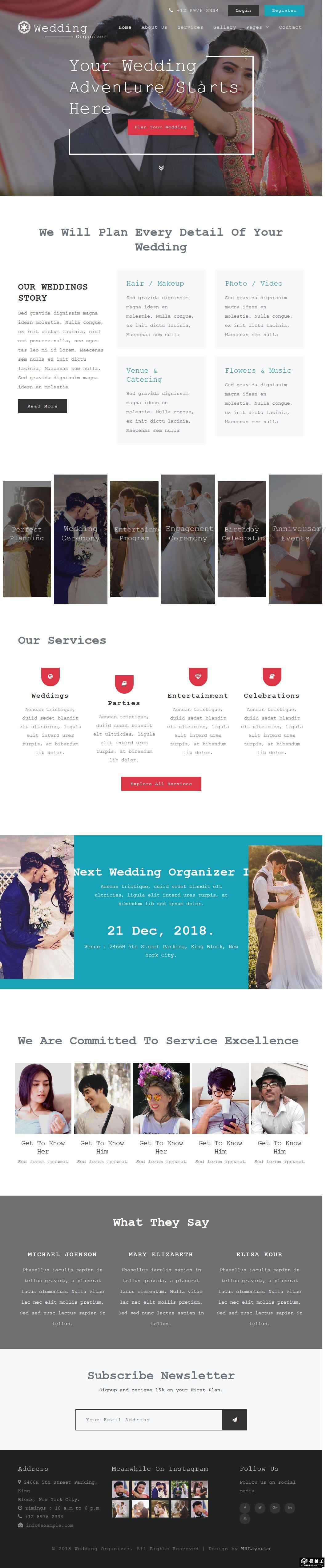婚礼互动策划响应式网站模板-PC预览