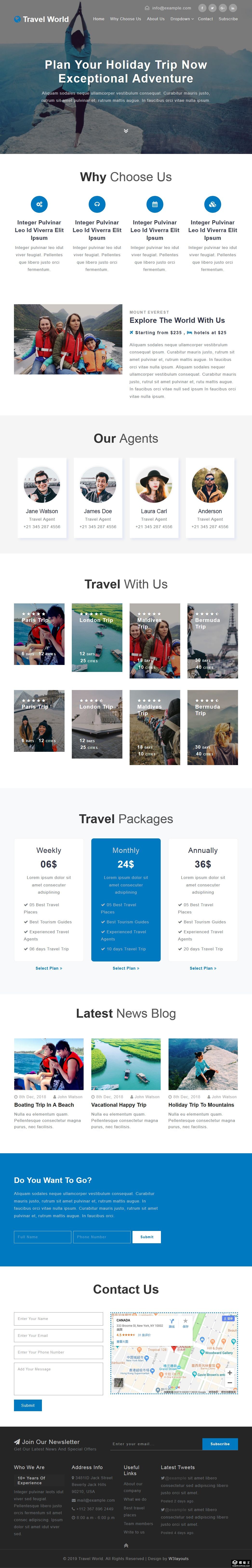 世界旅行计划响应式网页模板-PC预览