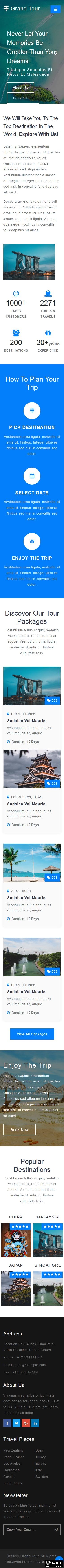 城市观光旅行响应式网站模板-手机预览