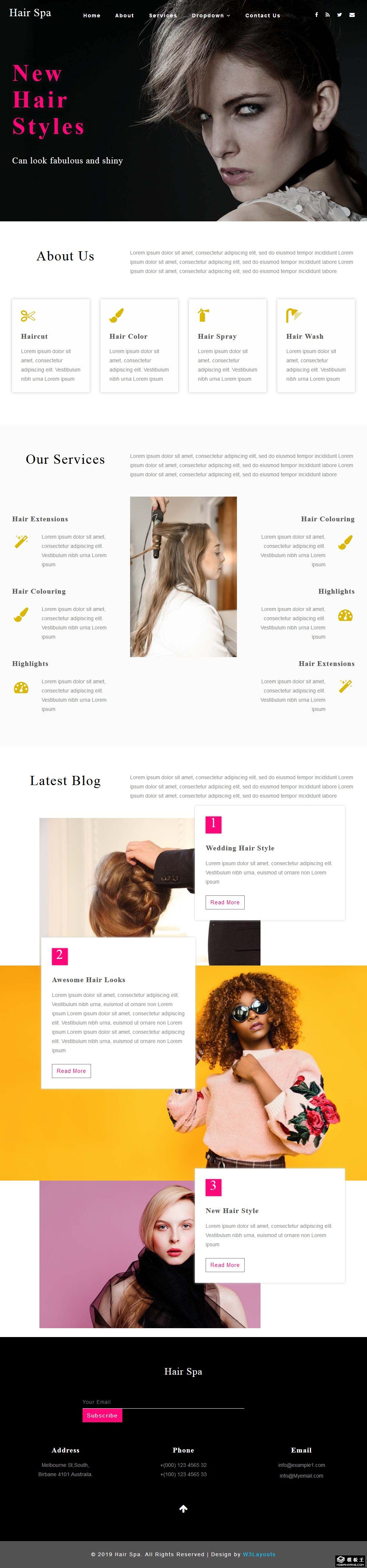 美发护理服务响应式网站模板-PC预览