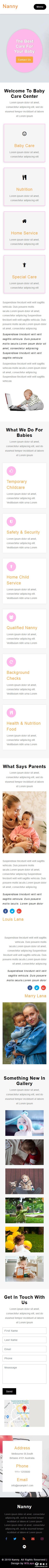 婴幼儿保姆服务中心响应式网页模板-手机预览