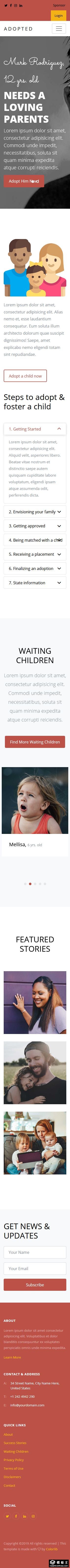 儿童福利收养中心响应式网站模板-手机预览