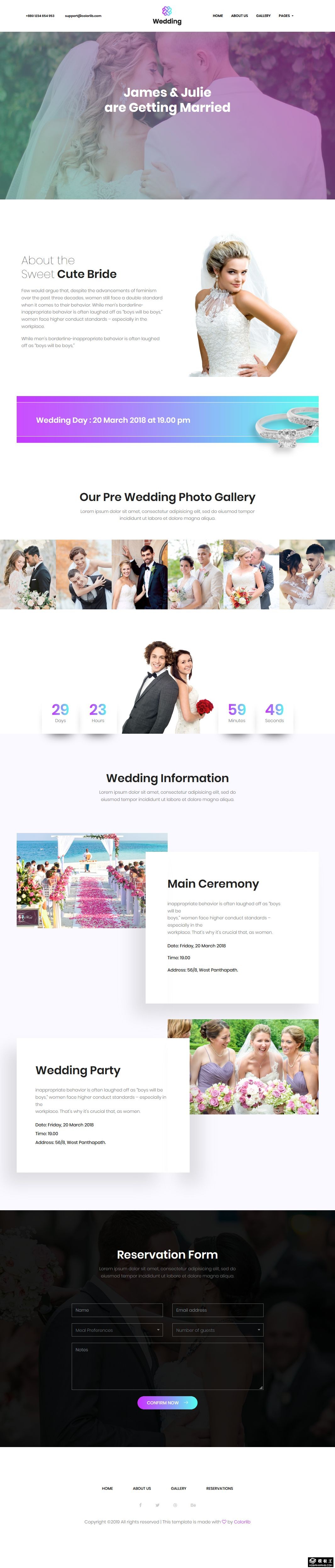婚礼摄影服务响应式网页模板-PC预览