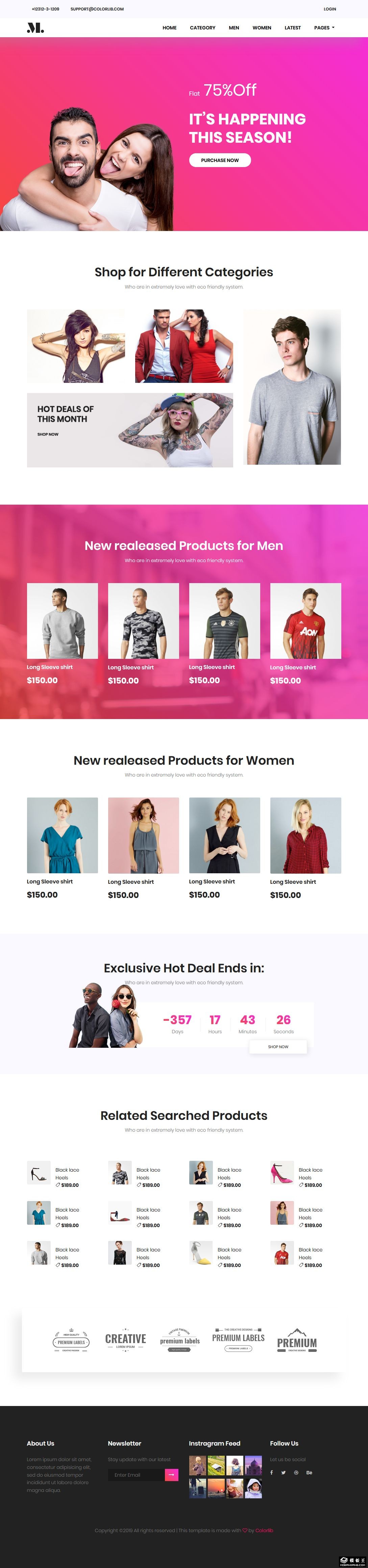 时尚服饰促销网店响应式网站模板-PC预览