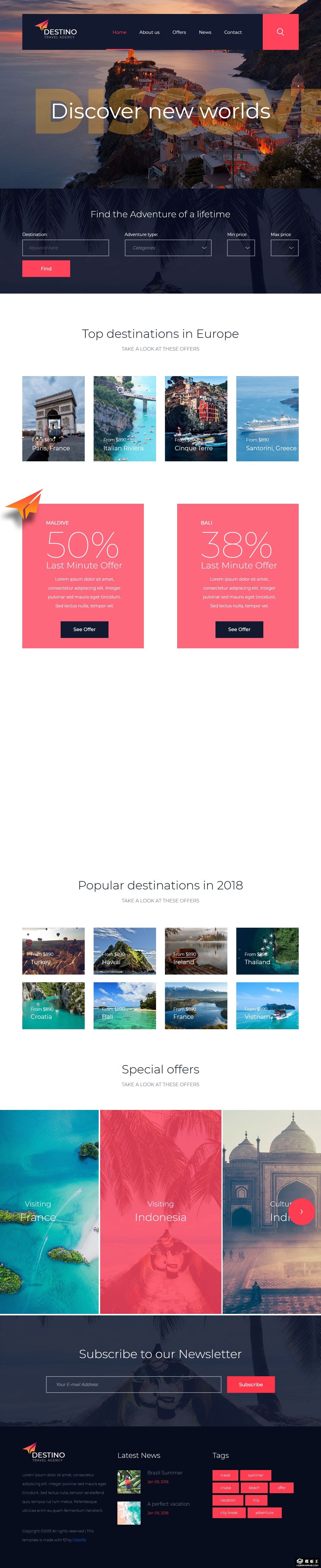 热门旅行景点指南响应式网站模板-PC预览