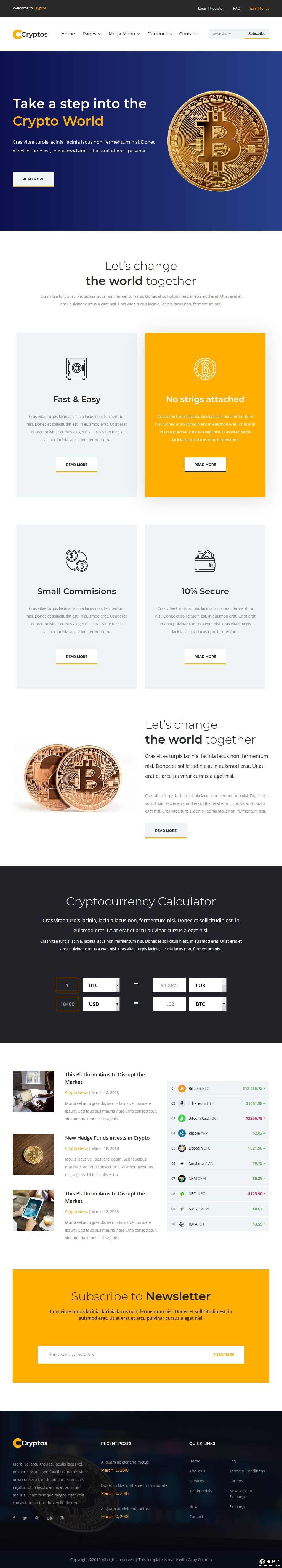 加密货币计算响应式网站模板-PC预览