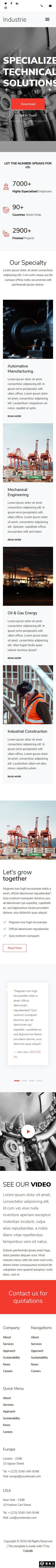 工业科技生产响应式网站模板-手机预览