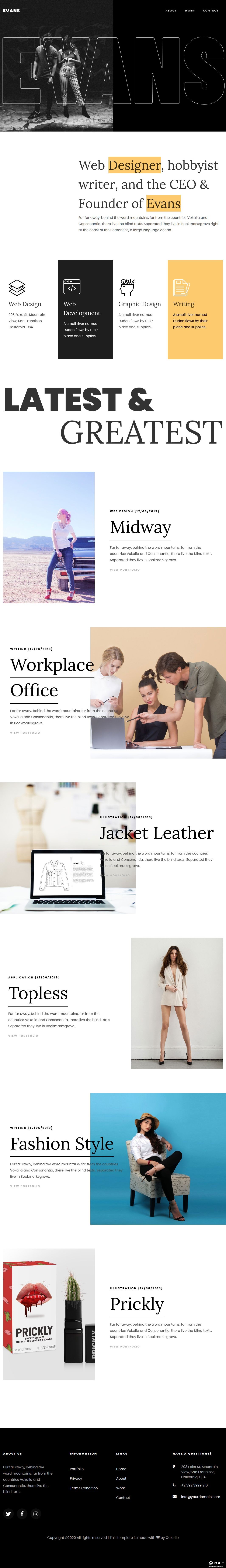 项目工作展示响应式网页模板-PC预览