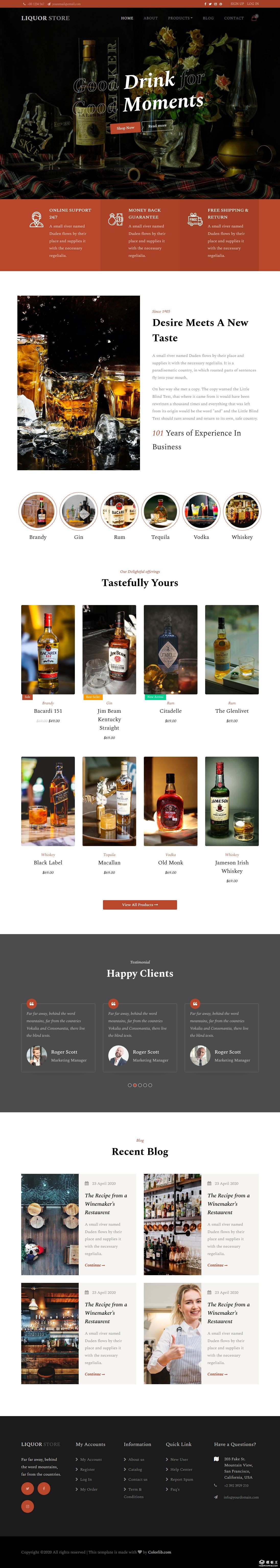 酒庄产品销售展示响应式网站模板-PC预览