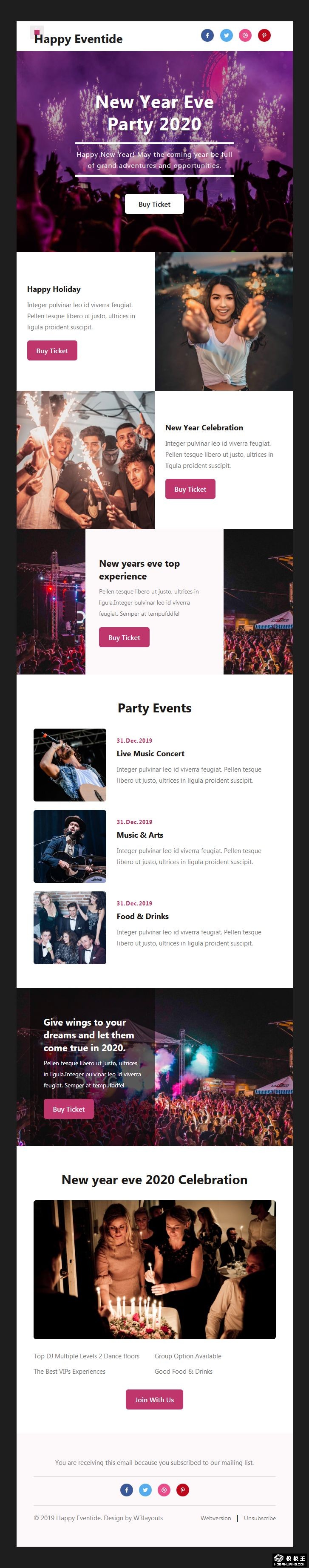 新年派对邀请EDM网页模板-PC预览