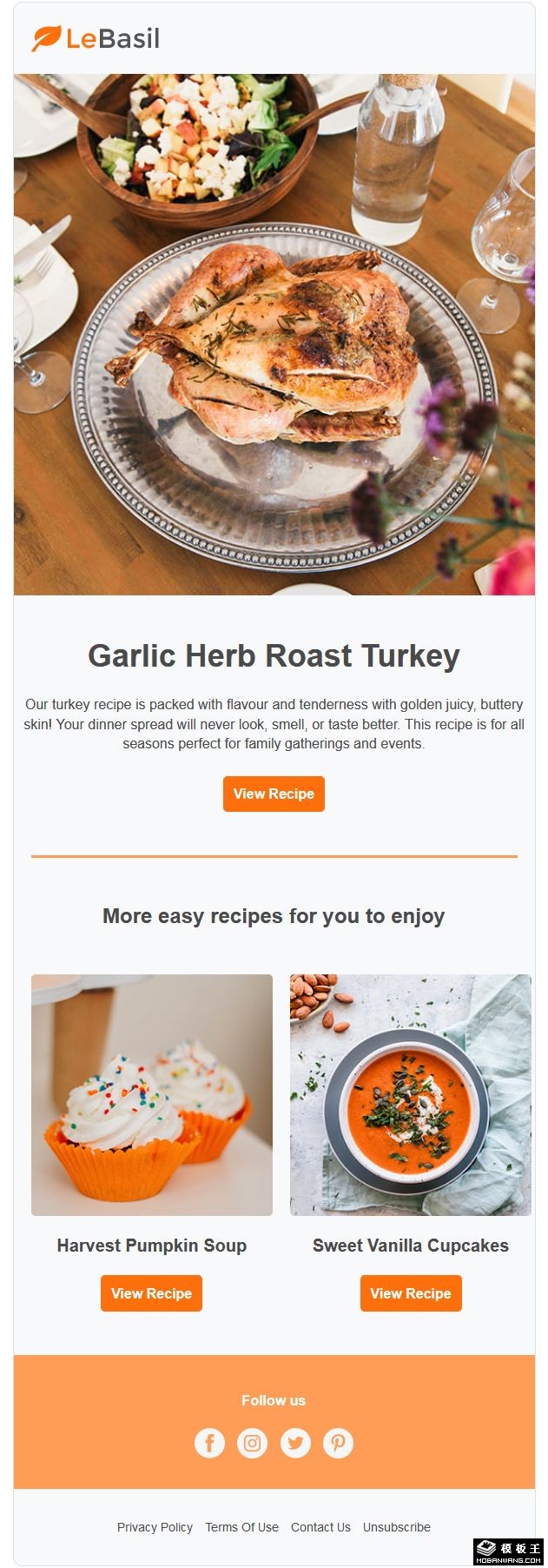 美食推荐邮件模板-PC预览