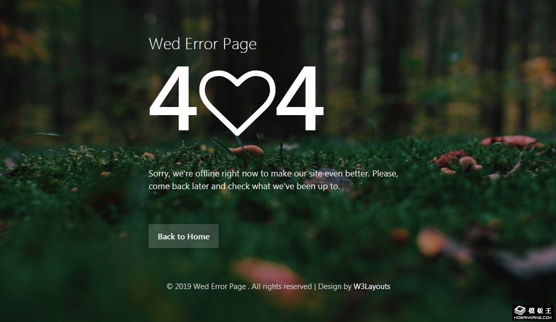 爱心森林404错误页面模板-PC预览
