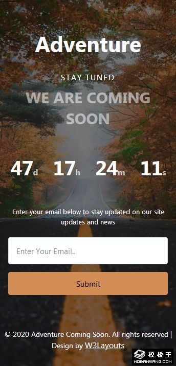 未知之旅上线倒计时响应式网页模板-手机预览