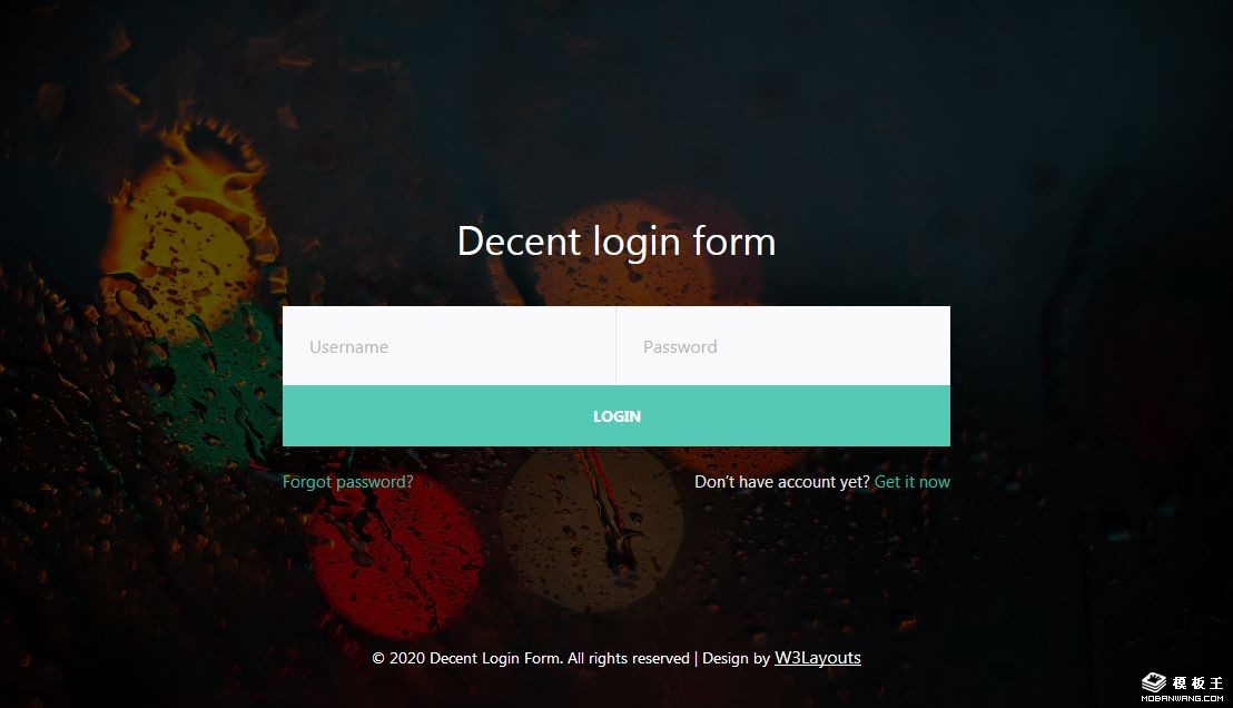 扁平登录框响应式网页模板-PC预览