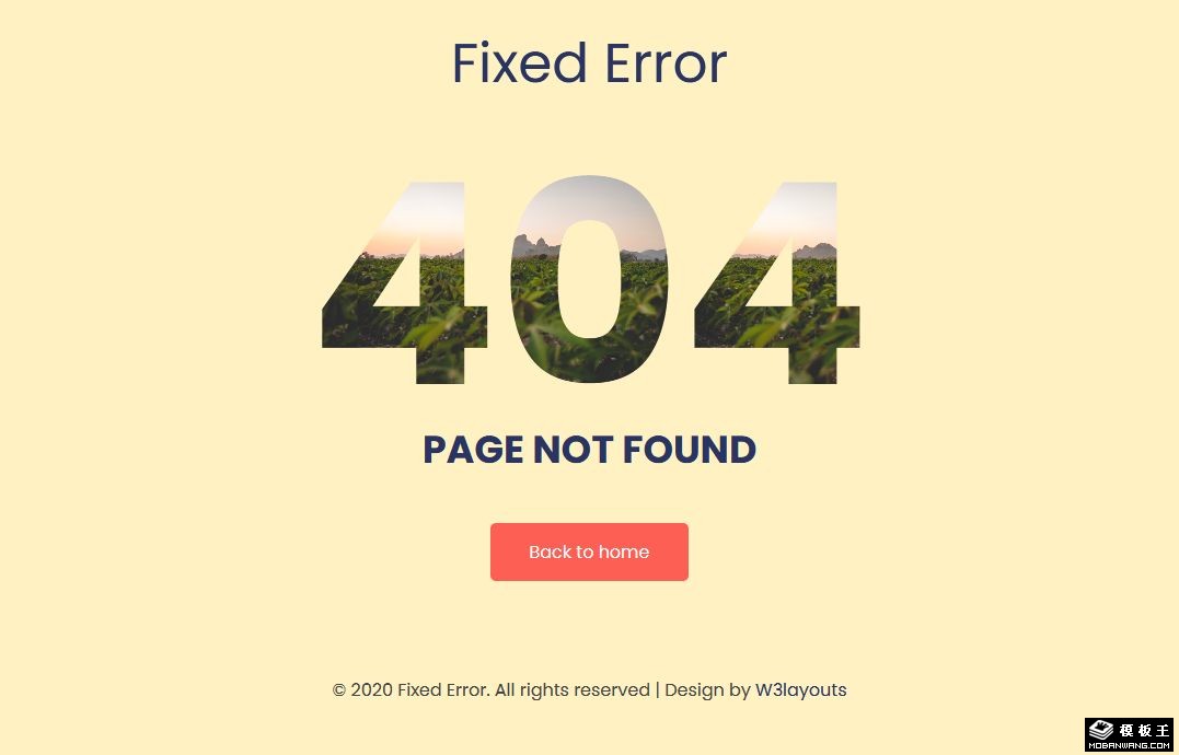 绿野404错误页面模板-PC预览