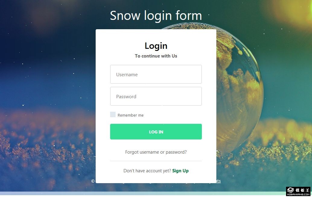 星球登录框响应式网页模板-PC预览