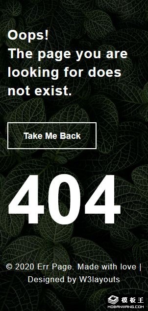 暗叶404错误页面模板-手机预览